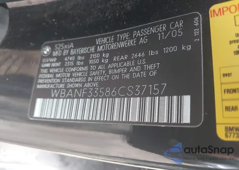 2006 BMW 525Xi from USA, damaged, VIN WBANF33586CS37157